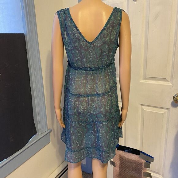 American Eagle Mini Dress Cover Up Sz4 Silky Sheer Floral Boho Double VNeck Sexy - Picture 7 of 9